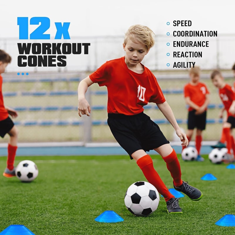 KUTIZE Agility Training Equipment, Soccer Training Equipment, Agility Speed Training Set for Kid Youth Adult, 20FT Agility Ladder, 4 Hurdles,12 Soccer Cones, Jump Rope, Running Parachute, Drill Charts - Image 5